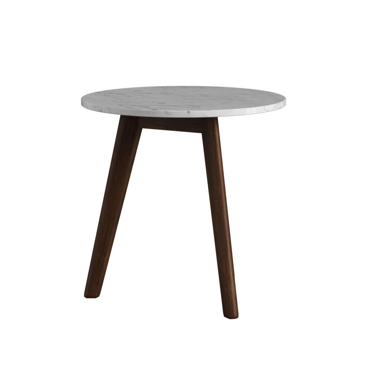 Solid Wood and Faux Marble Round Side Table - Nathan James