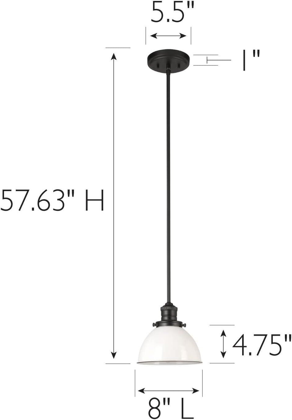 Design House 588327 Savannah Farmhouse 1-Light Indoor Pendant Dimmable White Metal Shade for Kitchen island barDining Room, Matte Black