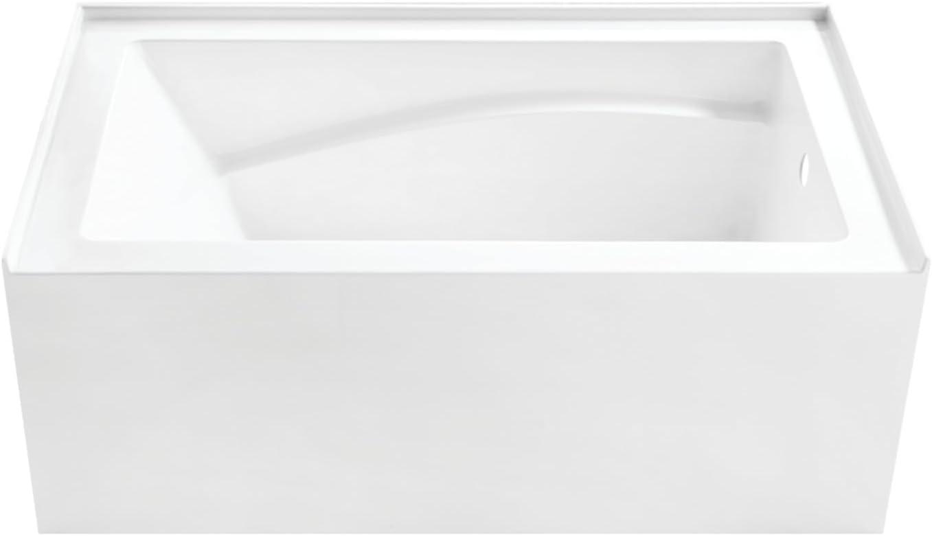 Kingston Brass Aqua Eden 54-Inch Acrylic Rectangular 3-Wall Alcove Tub, Hand Drain and Anti-Skid Surface