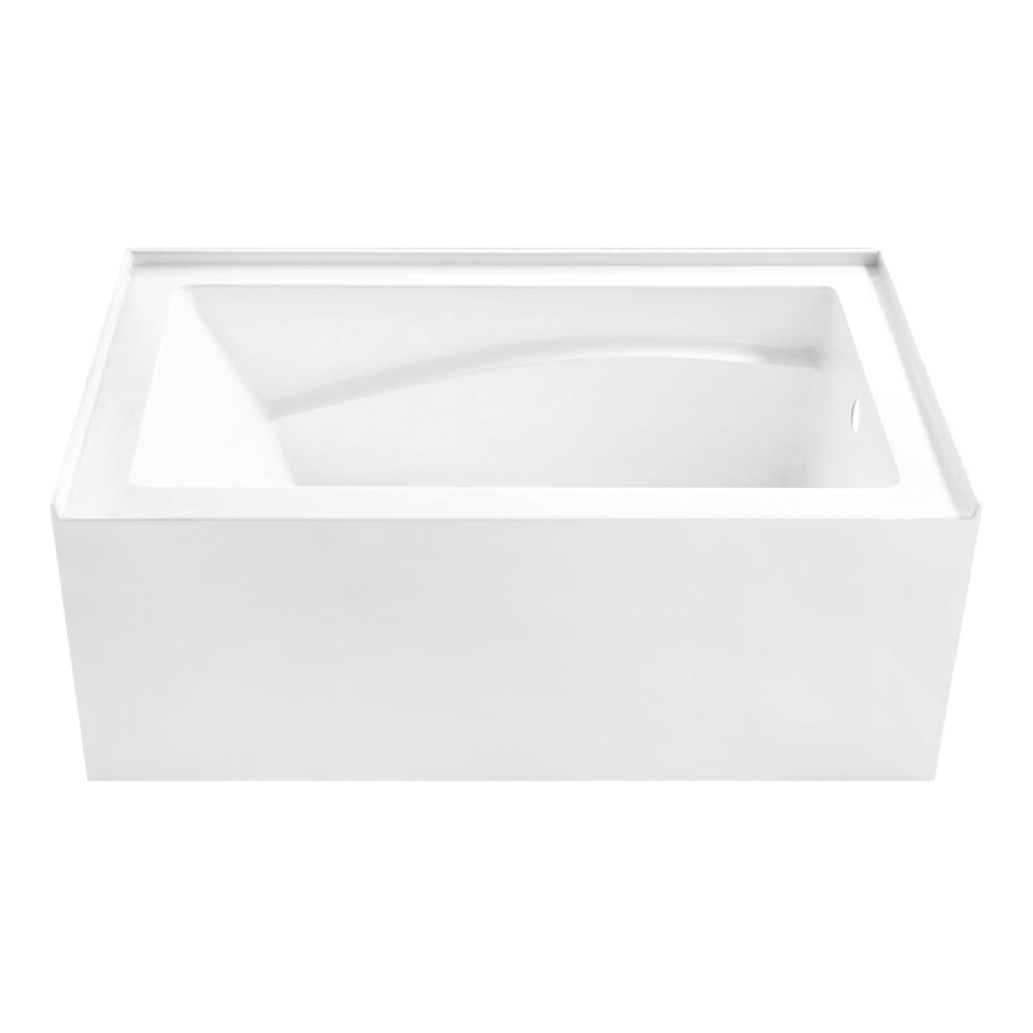 Kingston Brass Aqua Eden 54-Inch Acrylic Rectangular 3-Wall Alcove Tub, Hand Drain and Anti-Skid Surface