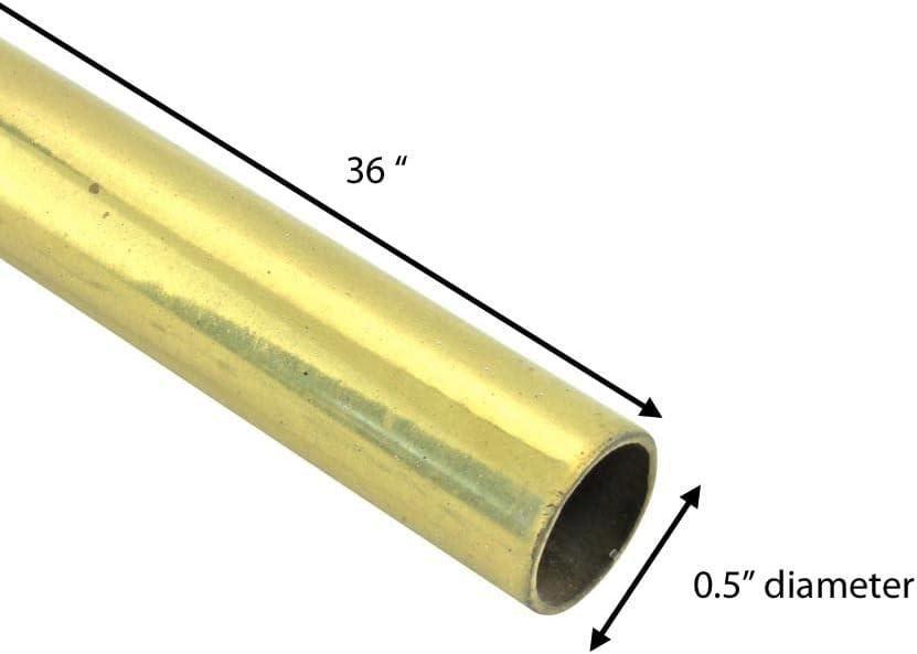 The Renovators Supply Inc. Smooth Bright Brass Stair Carpet Rod Tubing 1/2"OD 36" Renovators Supply