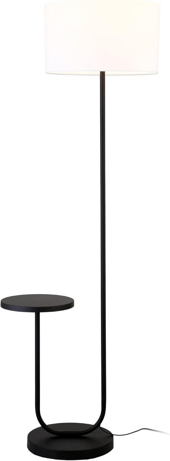 Jacinta Brass & White Modern Floor Lamp with Tray Table