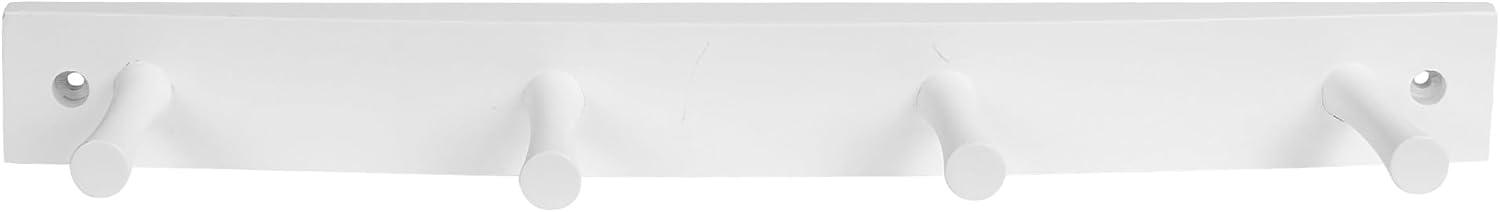 15.5 in. L Decorative White 4-Peg Wall Mount Wood Rack