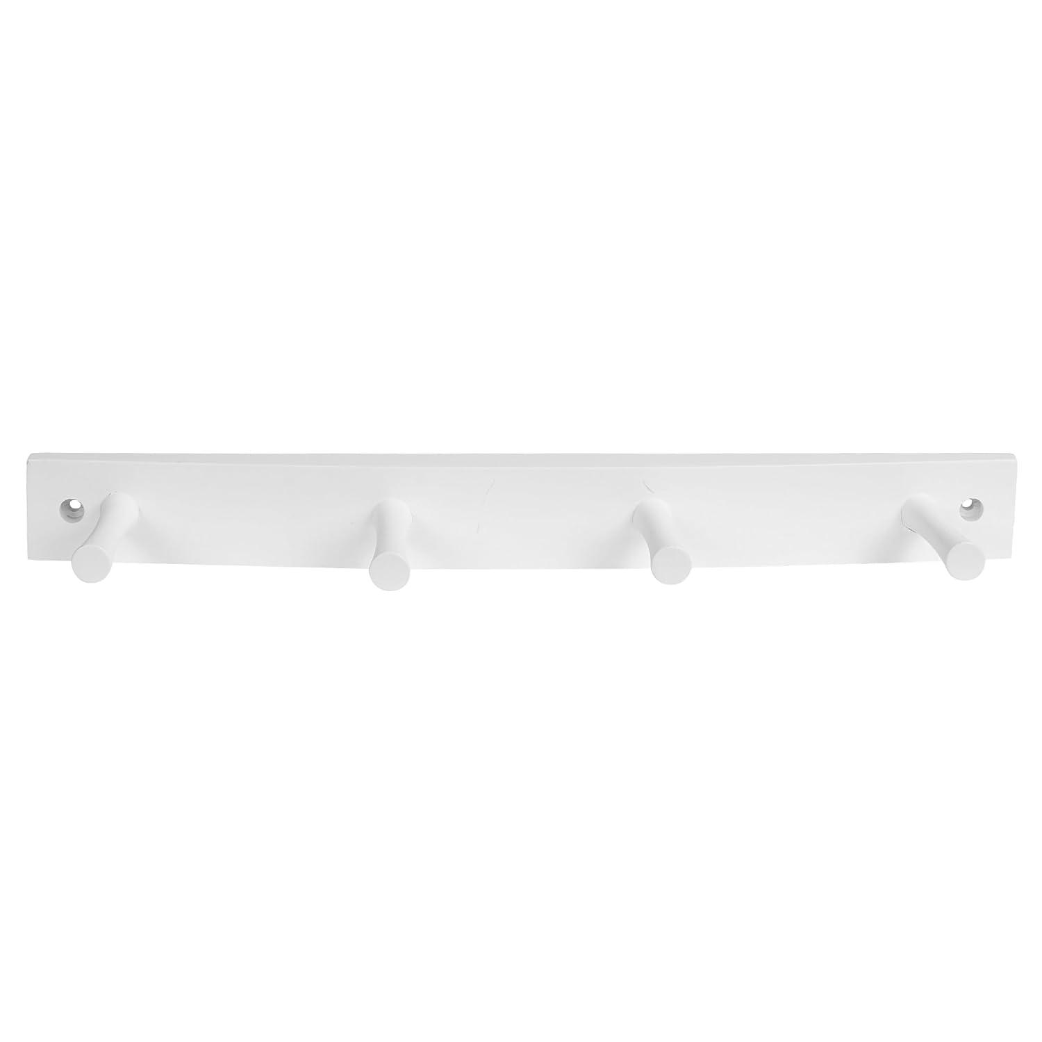 15.5 in. L Decorative White 4-Peg Wall Mount Wood Rack