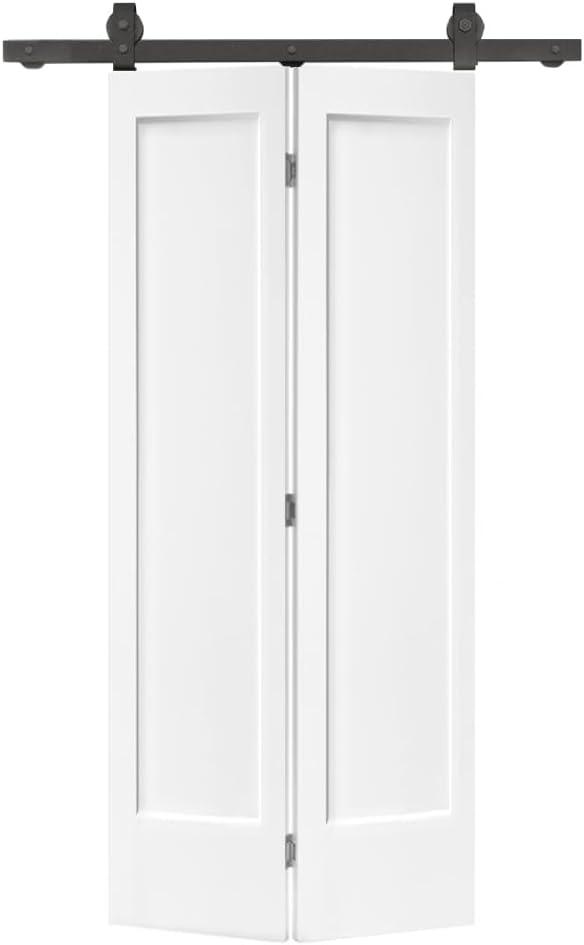 Calhome Paneled MDF Composite Bifold Barn Door with Installation Hardware Kit
