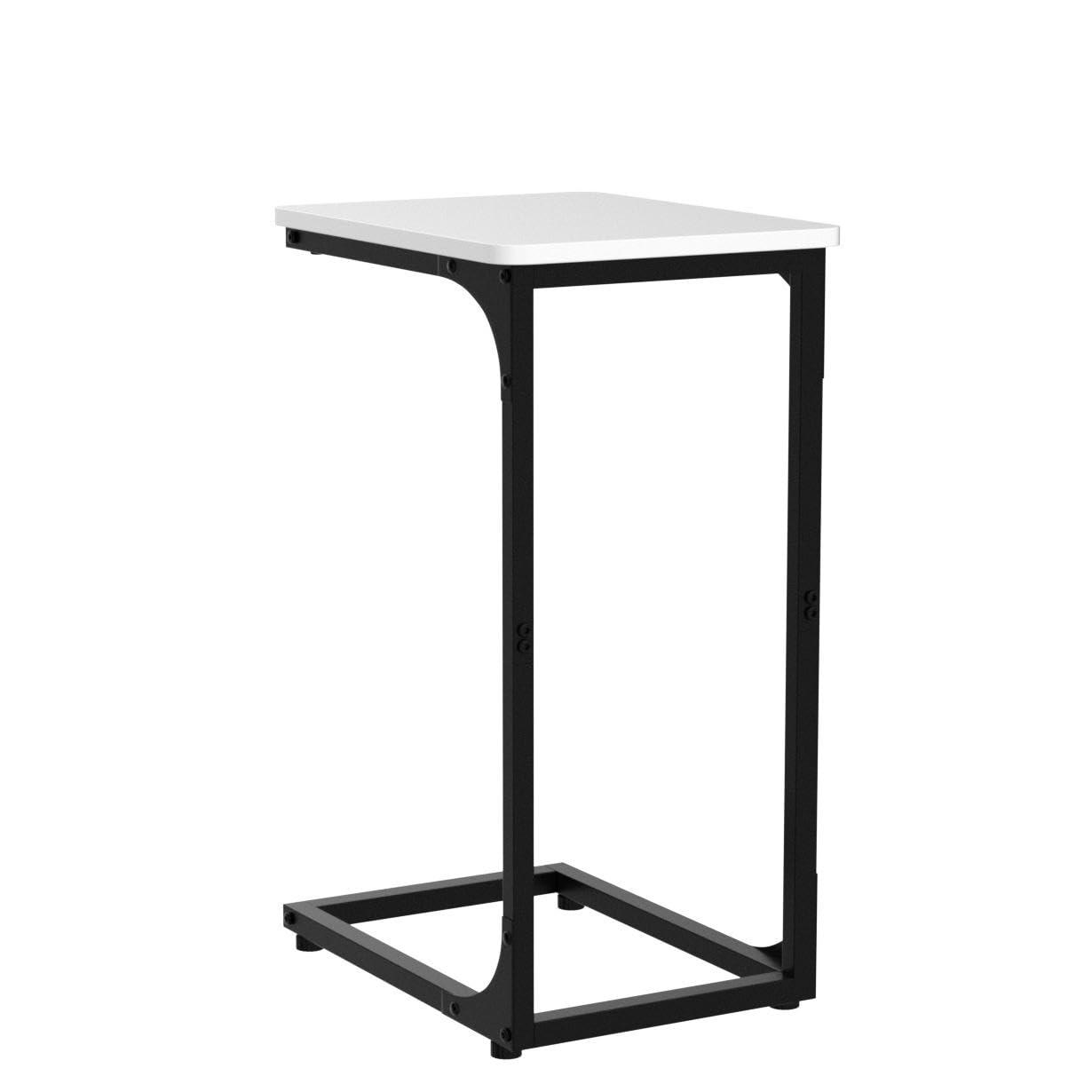 C Table Side Table Set of 2 Living Room Sets C Shaped Couch Tray End Tables Modern, Black and White