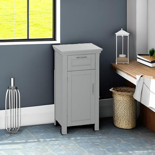 RiverRidge Somerset Single Door Bathroom and Laundry Storage Cabinet with Drawer and Adjustable Shelf - Gray