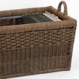 Medium Serene Grey Wicker Rectangular Storage Basket with Lift-Off Lid