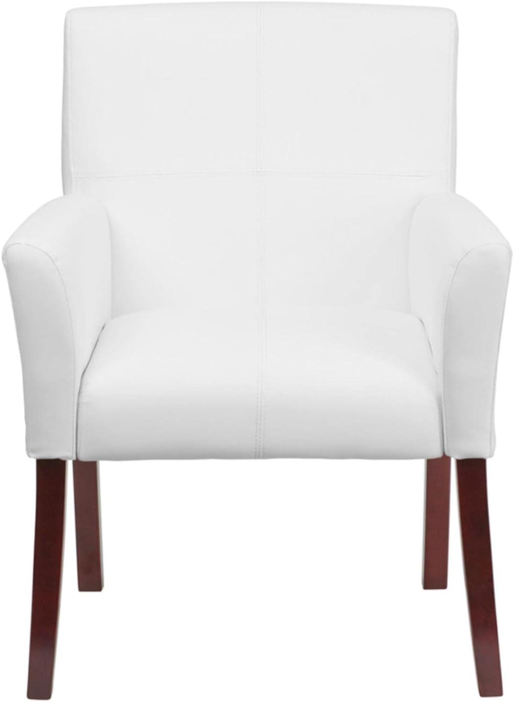 Paulson LeatherSoft Executive Side Reception Chair with Mahogany Legs