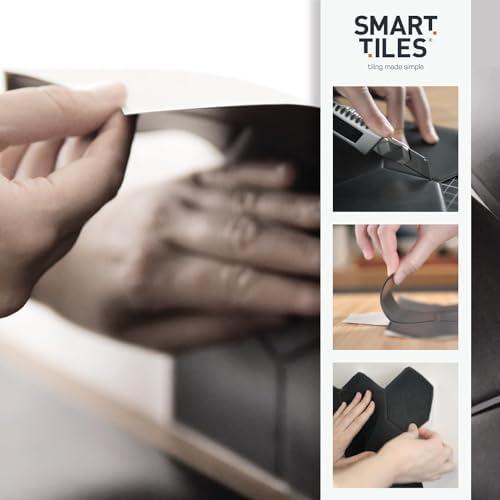 Smart Tiles - 3D Adhesive Peel and Stick Backsplash Tile, Green - 5-Pack 11.43" x 9"