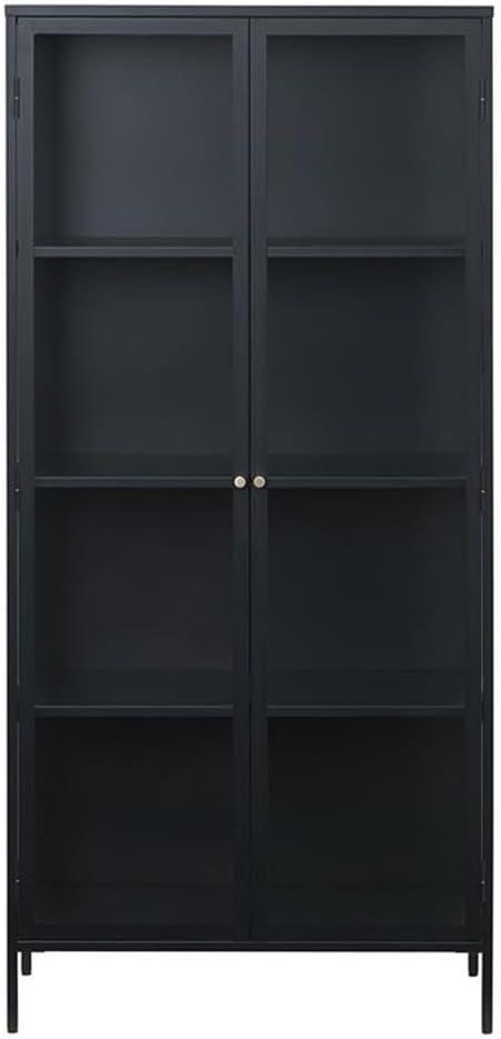 75" Metal and Glass Cabinet in Black