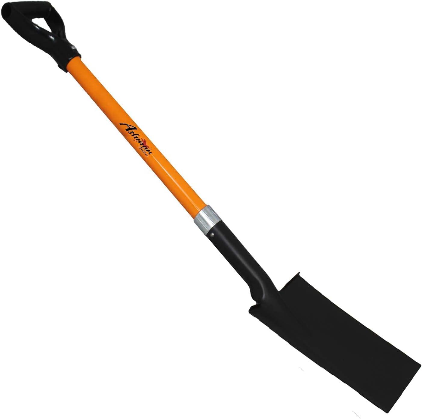 Ashman Online Heavy Duty Spade Shovel - 41 inches Long Orange Metal Shovel With D Grip Handle (1 Pack)