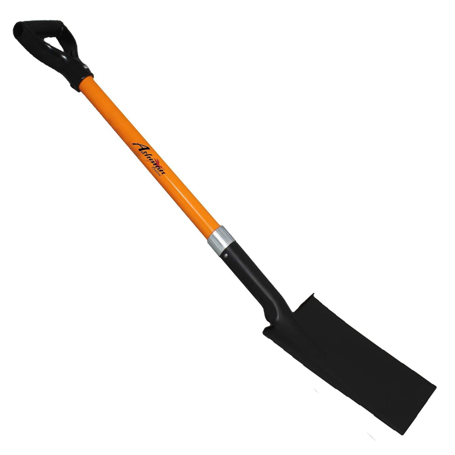Ashman Online Heavy Duty Spade Shovel - 41 inches Long Orange Metal Shovel With D Grip Handle (1 Pack)