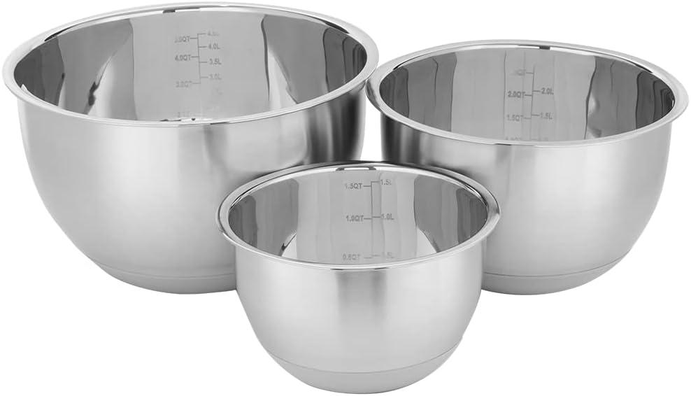 Depot Esh 3 Piece Stainless Steel Nesting Mixing Bowls with Rubber Bottoms