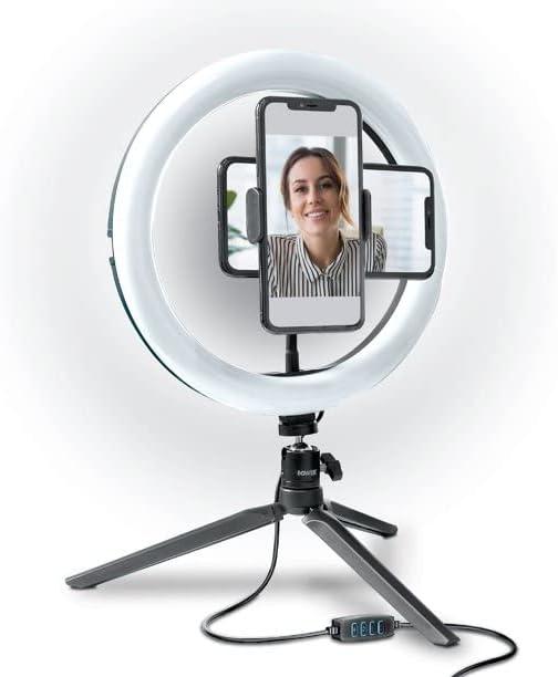 Bower® 10-In. LED Phone Ring Light Tabletop Stand for Smartphones, Black