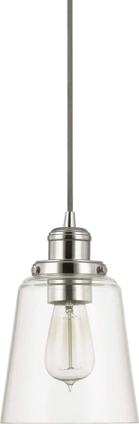 Polished Nickel Mini Pendant with Clear Glass Bowl Shade
