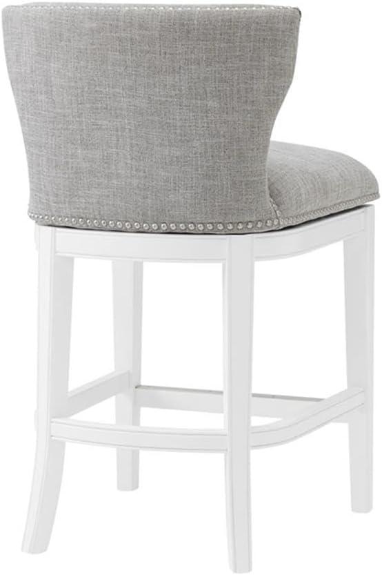 Miranda Swivel Counter Height Barstool White - Alaterre Furniture: 36in, Upholstered, Rubberwood Frame