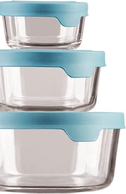 Anchor Hocking 13294AHG18 Trueseal Glass Food Storage with Mineral Blue Lids - 10 Piece Set