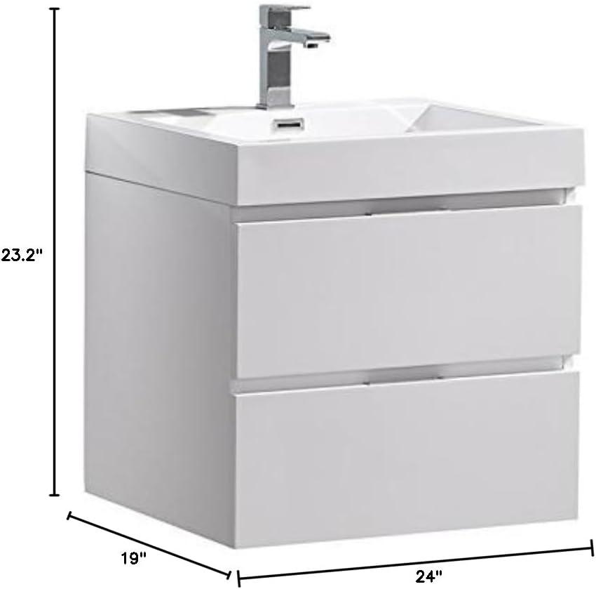 Fresca Valencia 24" Modern Wood and Resin Bathroom Vanity in Glossy White