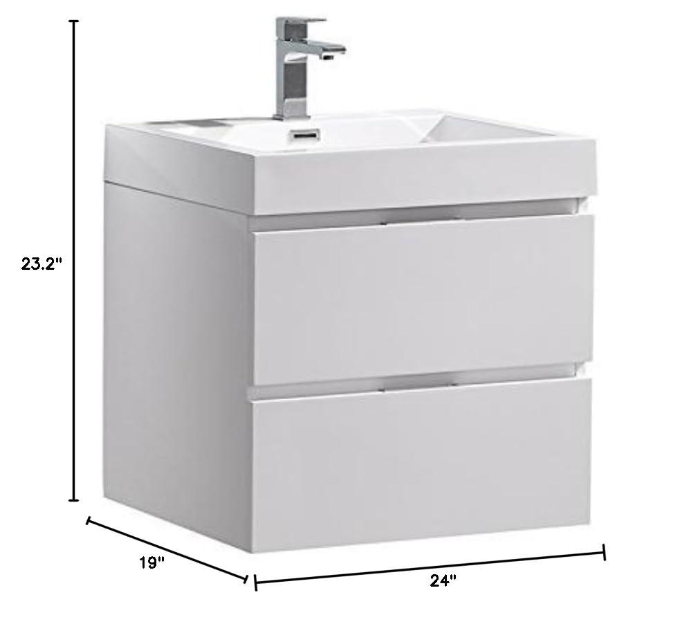 Valencia 24" Wall Mount Single Sink Bathroom Vanity with Top and Sink (Faucet Not Included)