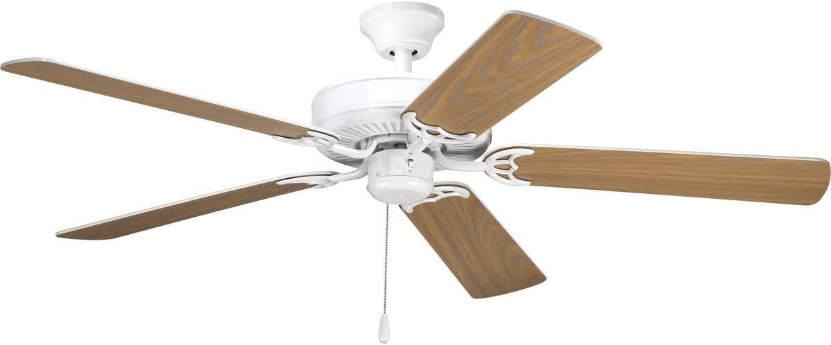 P2501-30-Progress Lighting-AirPro - Wide - Ceiling Fan in Transitional style - 52 Inches wide by 13.5 Inches high-White/Washed Oak Finish
