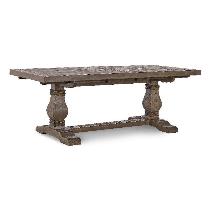 Weathered Brown Reclaimed Pine Extendable Dining Table for Ten