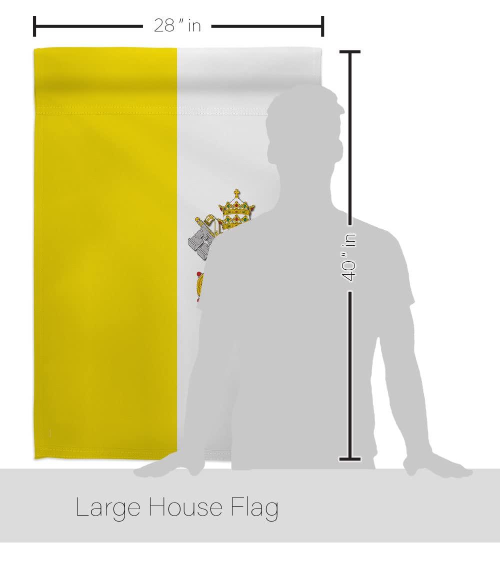 Breeze Decor 08106 Vatican City 2-Sided Vertical Impression House Flag - 28 x 40 in.