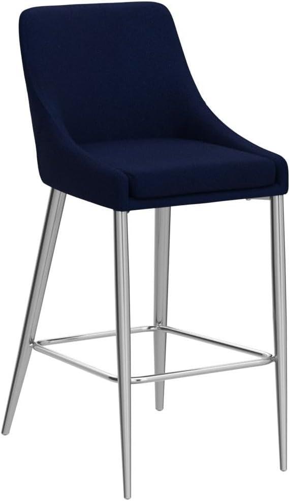 Meridian Furniture Karina 27.5"H Velvet Counter Stool in Navy (Set of 2)