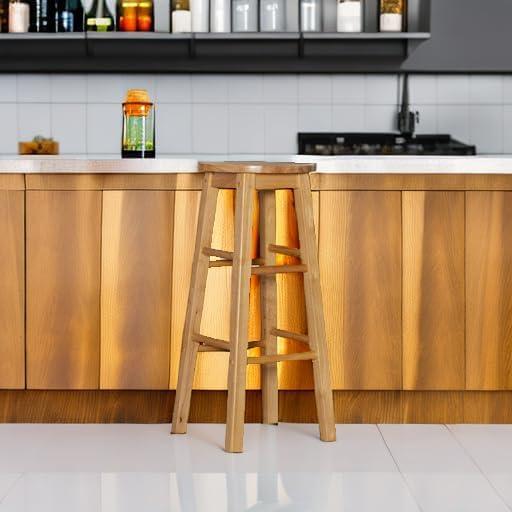 Linon Backless Wood Bar Stool, 29" Seat Height, Natural Finish