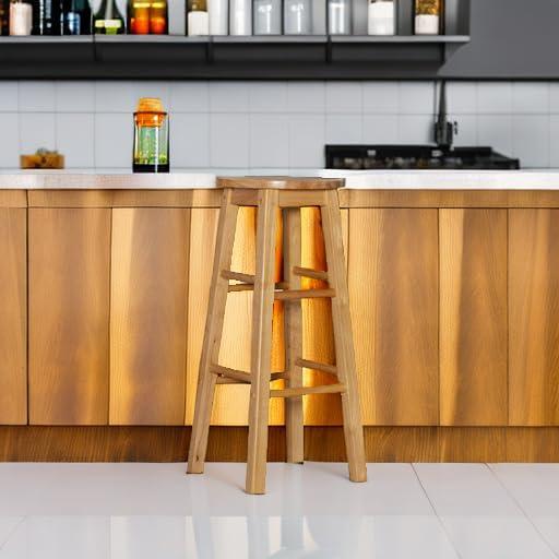 Linon Backless Wood Bar Stool, 29" Seat Height, Natural Finish