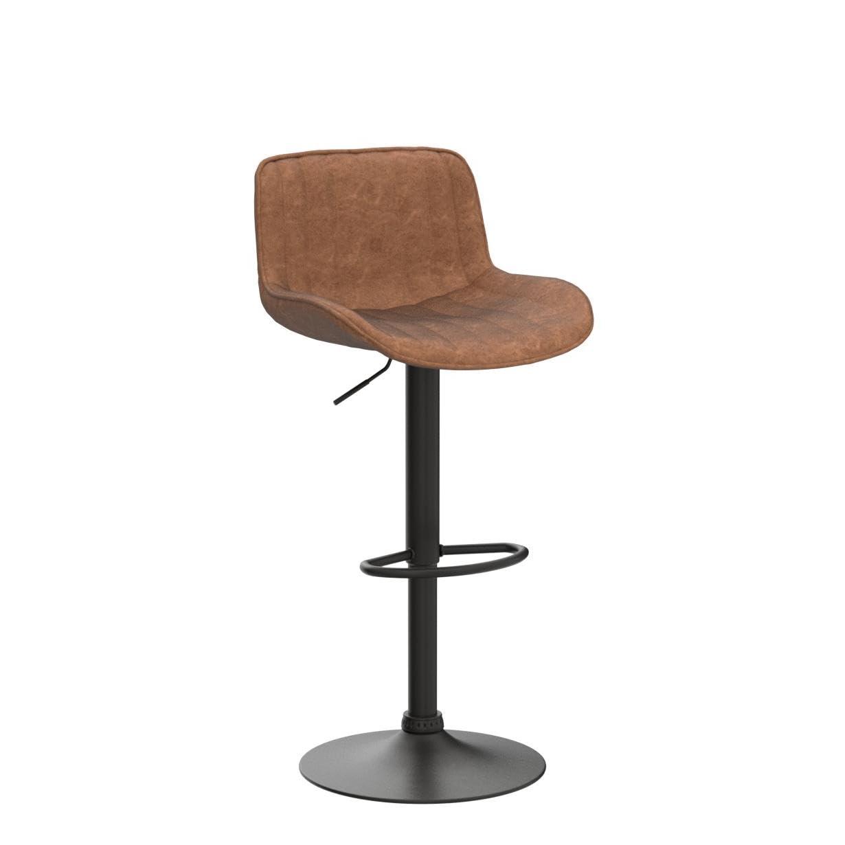 Art Leon Rustic Bar Stools Set of 2, Faux Leather with Backrest Chrome Legs, Upholstered Swivel Kitchen Stools, Yellow Brown