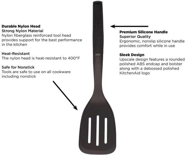 Black Nylon Slotted Turner with Ergonomic Handle