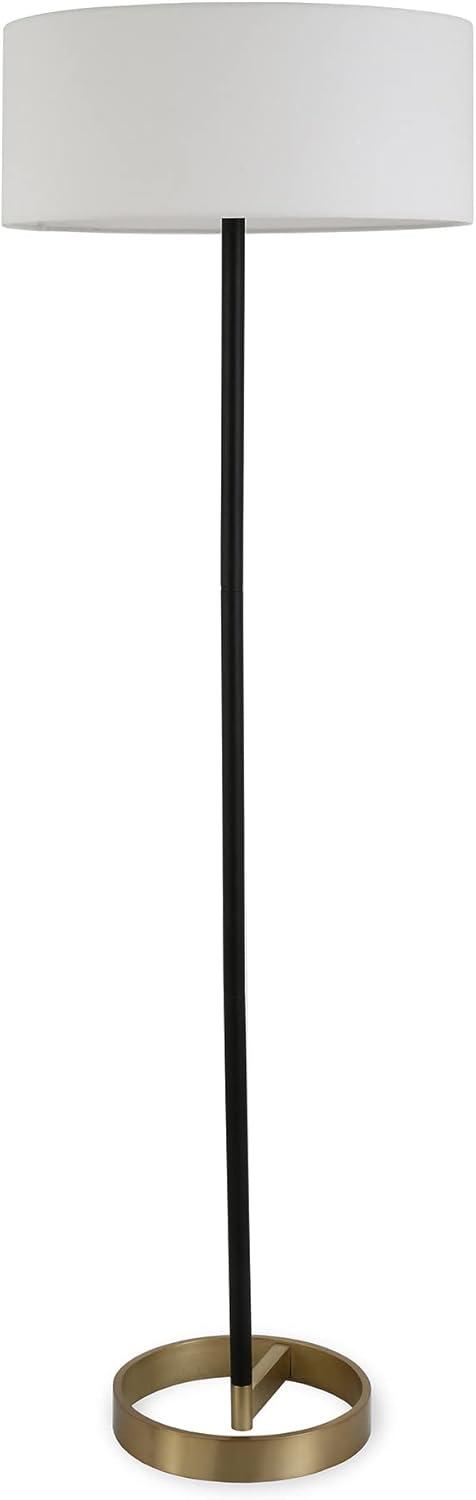 Henn&Hart 20" Matte Black/Brass Metal/Fabric Floor Lamp