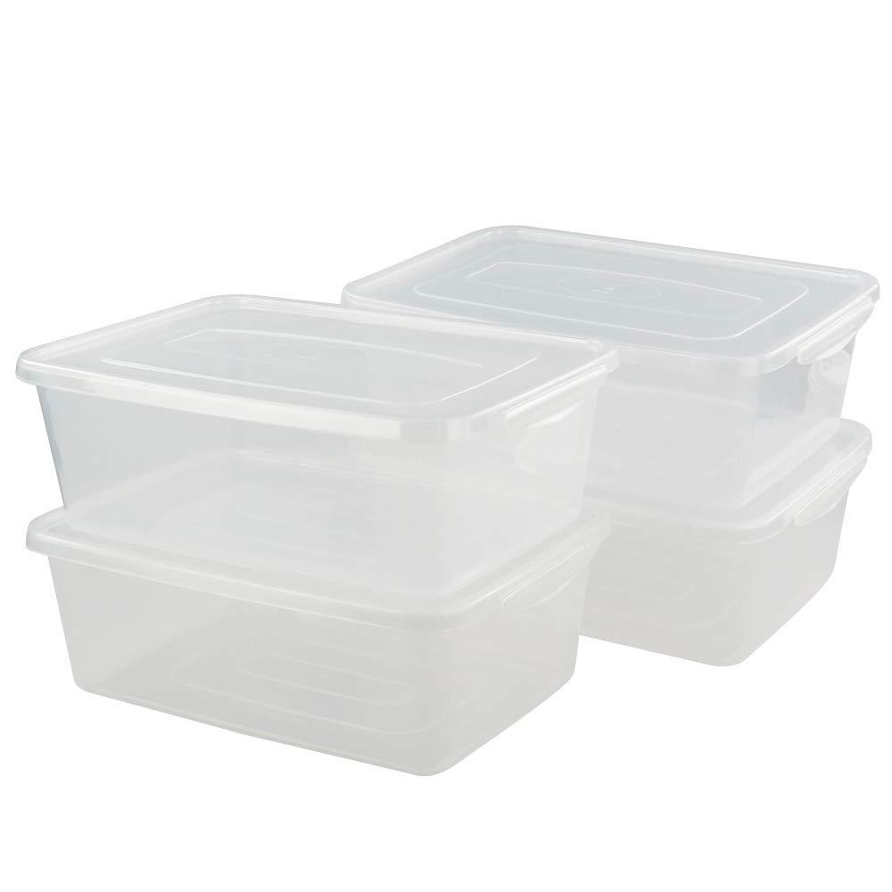4-Pack 14 L Clear Dough Proofing Box, Food Pizza Storage Container