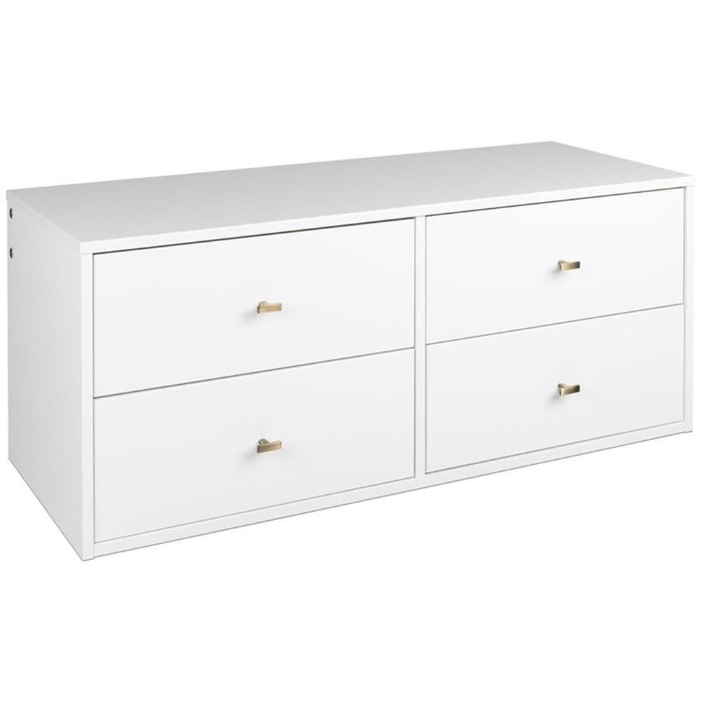 Floating 4 Drawers Dresser White - Prepac: Wall Mounted, Space-Saving Storage, Easy to Assemble