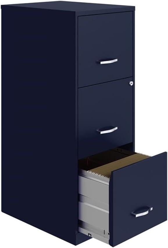 Space Solutions 18" Deep 3 Drawer Smart Letter Width Vertical File Cabinet, Navy
