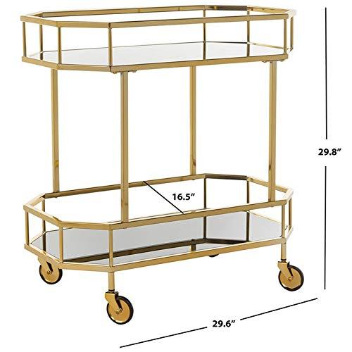 Silva 2 Tier Octagon Bar Cart - BCT8004C - Brass/Black - Safavieh