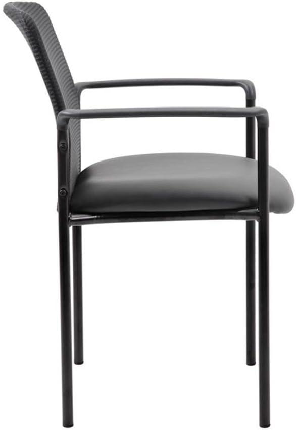 Guest Chair Black - Boss Office Products: Modern Upholstered Office Seating with Lumbar Support, Fixed Arms