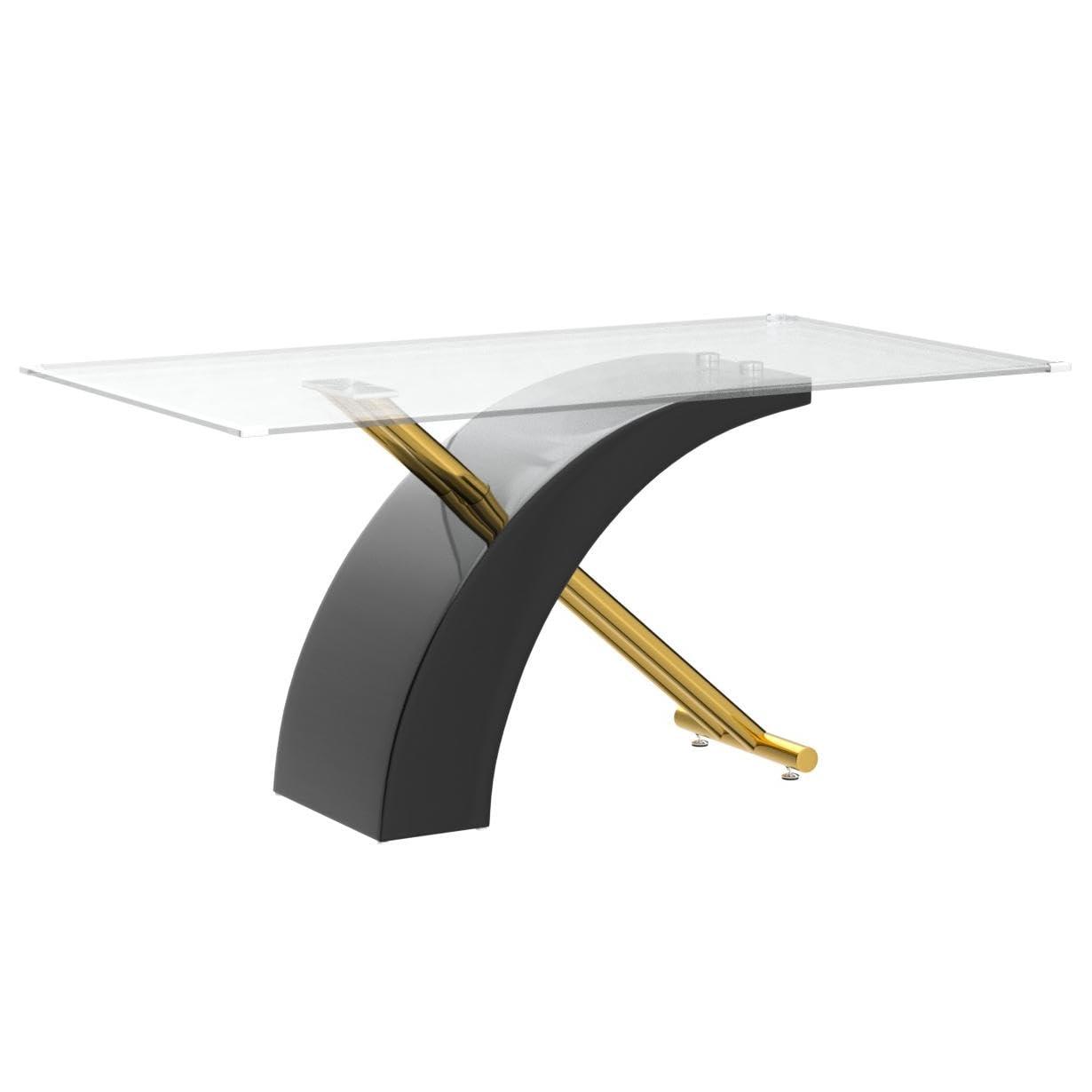 Stylish Dining Room Table, Luxury Glass Top Dining Table