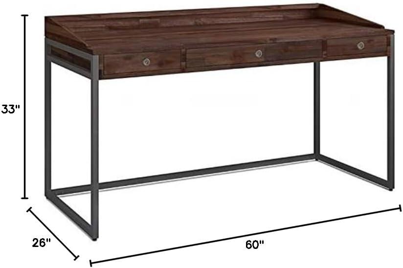 Simpli Home Ralston Solid Acacia Wood Desk In Distressed Charcoal Brown