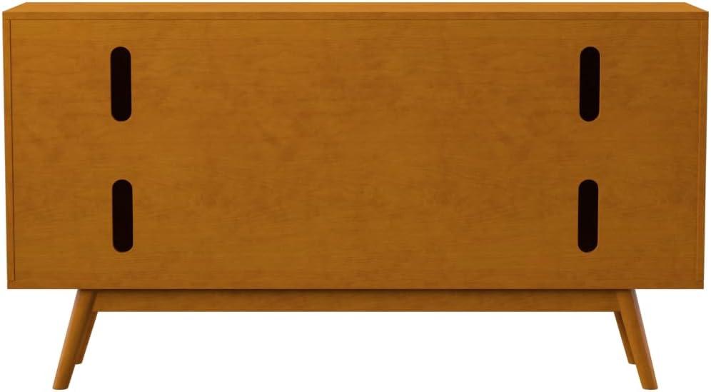 Walker Edison Mid Century Modern-TV Stand Console with 3 Drawers and Closed Cabinet Storage, 60", Walnut