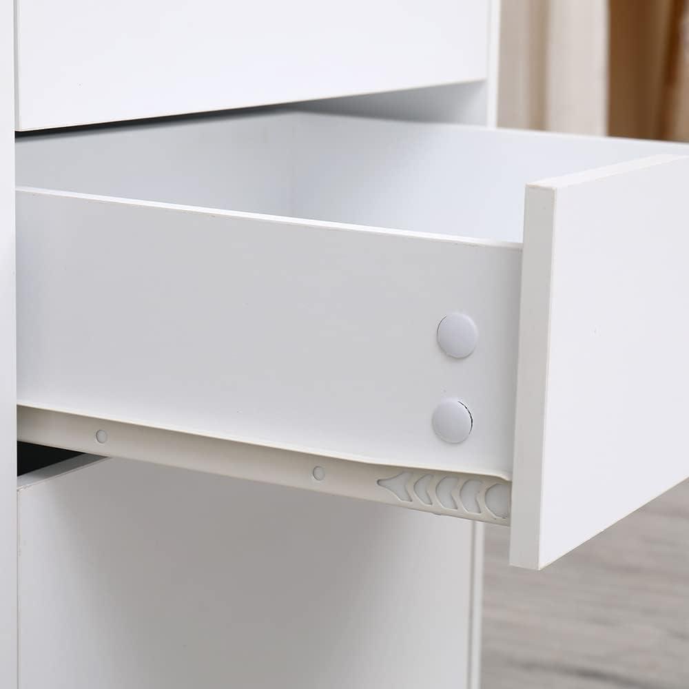 3 Drawers Storage Cabinet, Wooden Mobile Filing Cabinet for Mini Printer Stand, with Lockable Casters, for Home Office (3-Drawers, White)