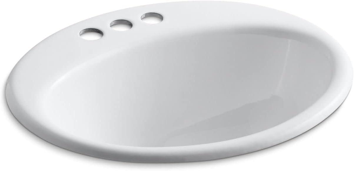 Farmington White Cast Iron Oval Topmount Bathroom Sink