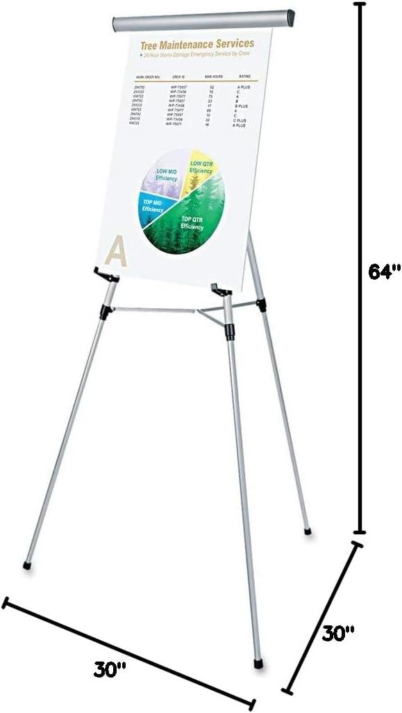 Universal  3-Leg Telescoping Easel with Pad Retainer  Adjusts 34'' to 64''  Aluminum  Silver