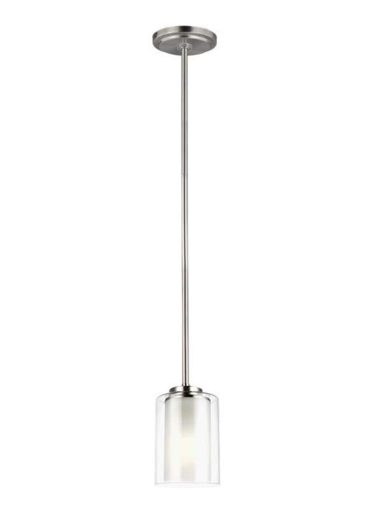 XIANMM Generation 6137301-962 Transitional One Light Pendant from Seagull-Elmwood Park Collection in Pewter, Silver Finish, Brushed Nickel