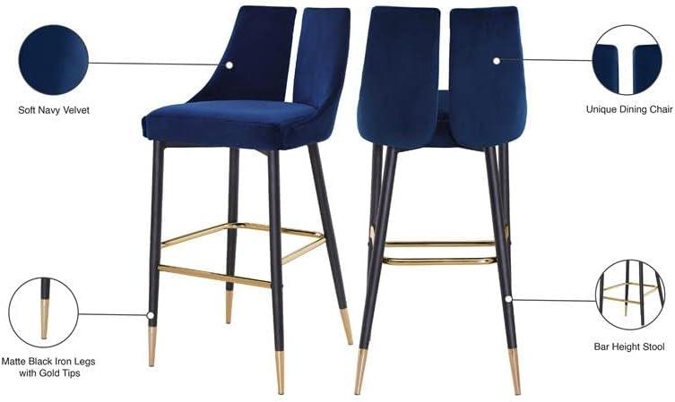Meridian Furniture Sleek Navy Velvet Stool (Set of 2)