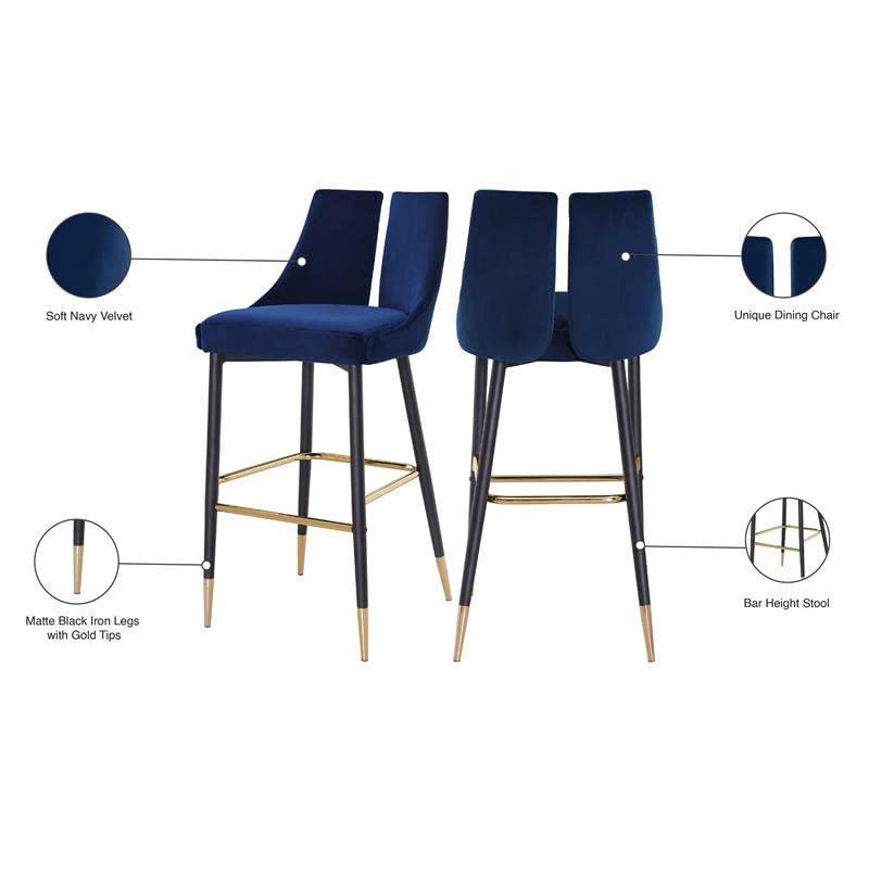 Meridian Furniture Sleek Navy Velvet Stool (Set of 2)