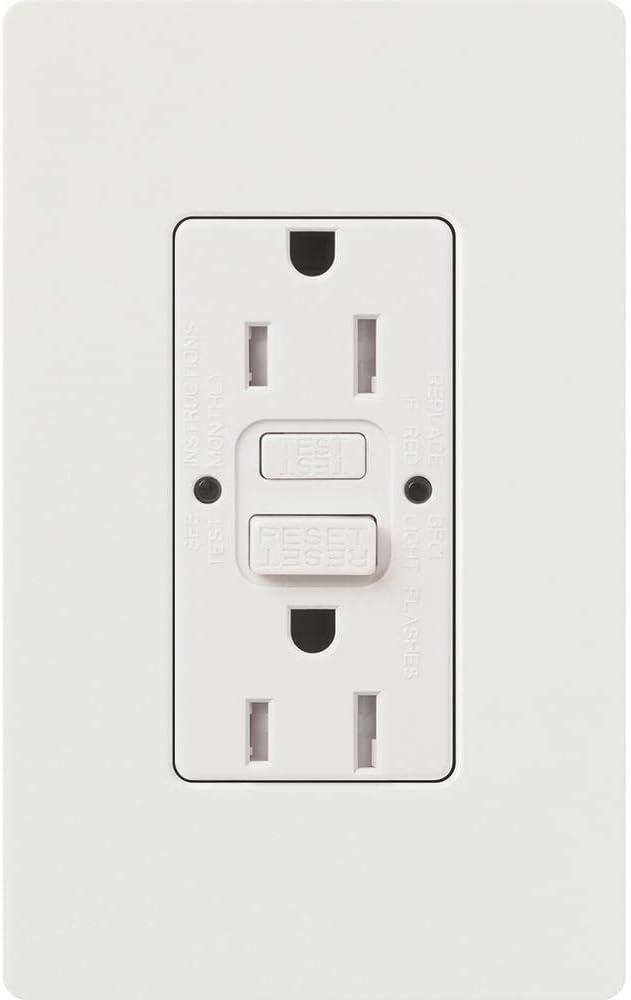 White Tamper Resistant GFCI Receptacle with Indicator Light and Wall Plate