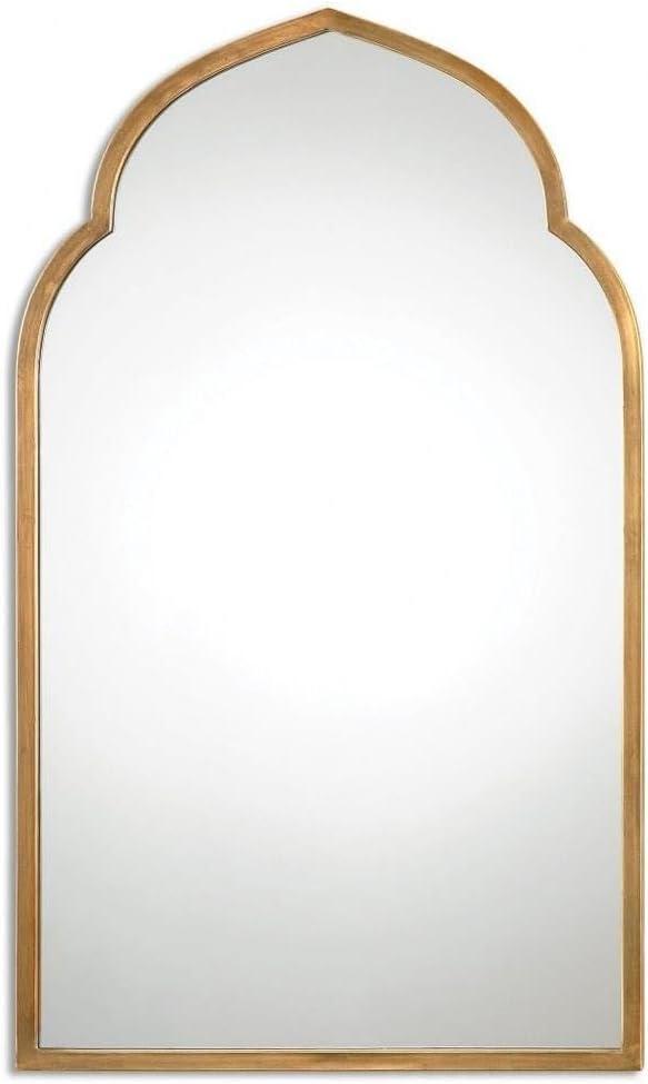 Contemporary Kenitra 24"x40" Arch Mirror in Antiqued Gold