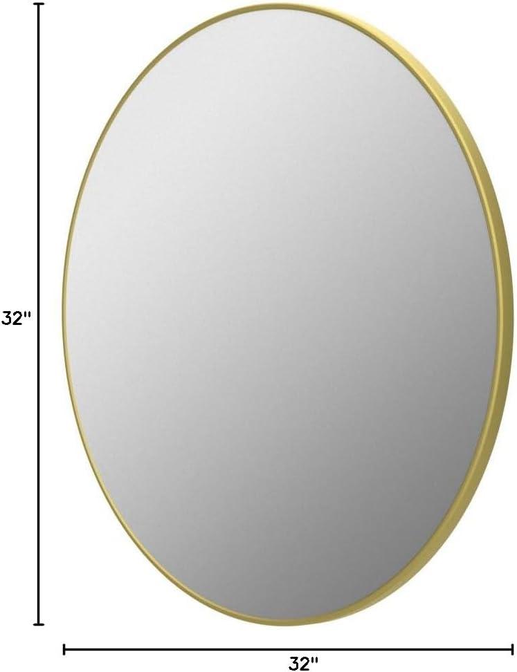 Gold 24 Inch Round Mirror - Bathroom & Wall Decor for Living Room, Entry Way, Bedroom - Metal Framed